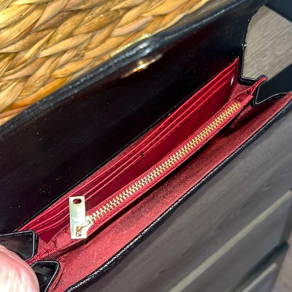 Black & Gold Monogram Flap Chevron Large Envelope Wallet Leather Card Holder - Picture 7 of 9